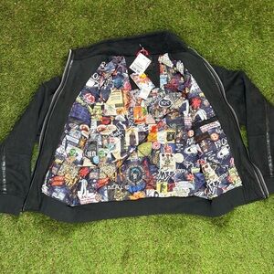 Robert Graham Vegan Suede Bomber Jacket Mens Medium Black Fleece Collar NWT $298